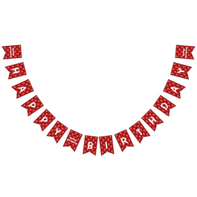 Birthday Bunting Flags Gold Red Diamonds Tufted (All)