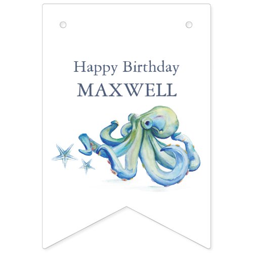 Birthday Bunting Flags Kids Nautical Octopus Theme