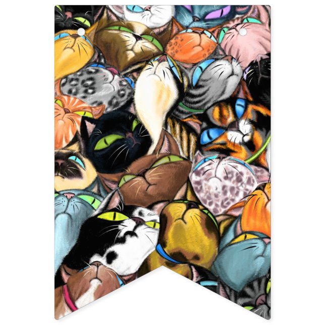 Birthday Bunting Flags with Happy Cat Party (First Flag)