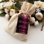 Birthday burgundy rose gold glitter thank you gift tags<br><div class="desc">Burgundy gradient background decorated with rose gold glitter,  sparkles. Thank you is written with a modern hand lettered style script with swashes.  Personalize and add name and a date.</div>