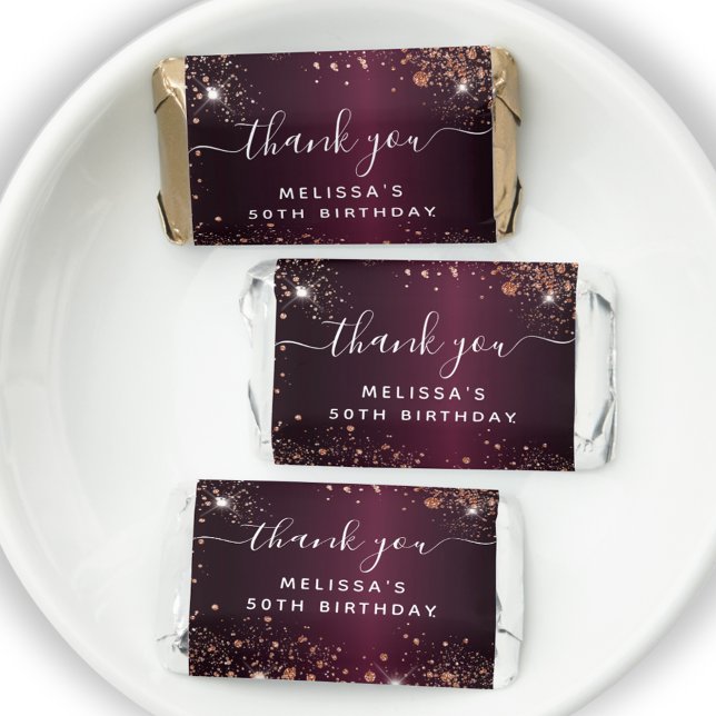 Birthday burgundy rose gold thank you hershey's miniatures (Creator Uploaded)