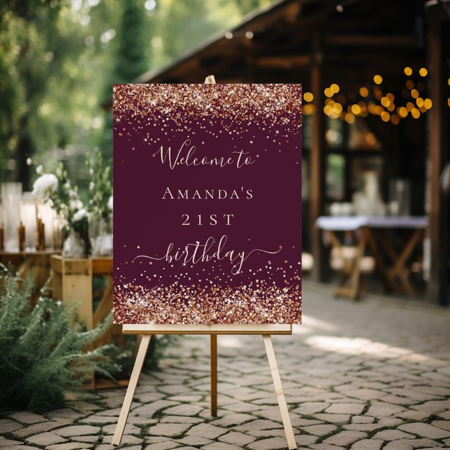Birthday burgundy rose gold welcome foam board (Creator Uploaded)