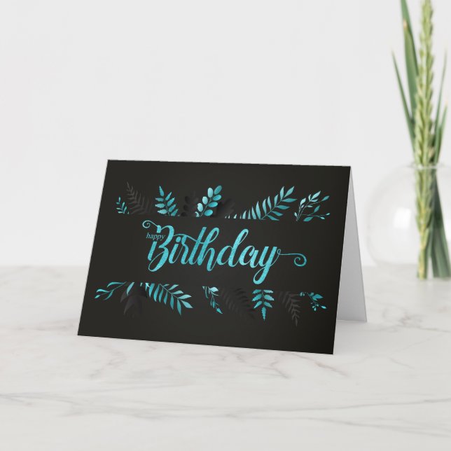 Birthday Business Professional in Blue Botanicals Card (Front)