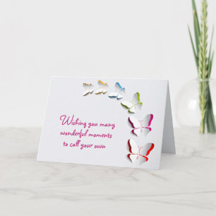 Birthday Butterflies on White Card