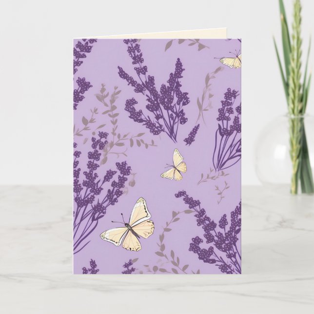 Birthday Butterflies with Lavender Card (Front)