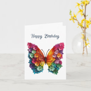 Birthday Butterfly Flowery Wings Card