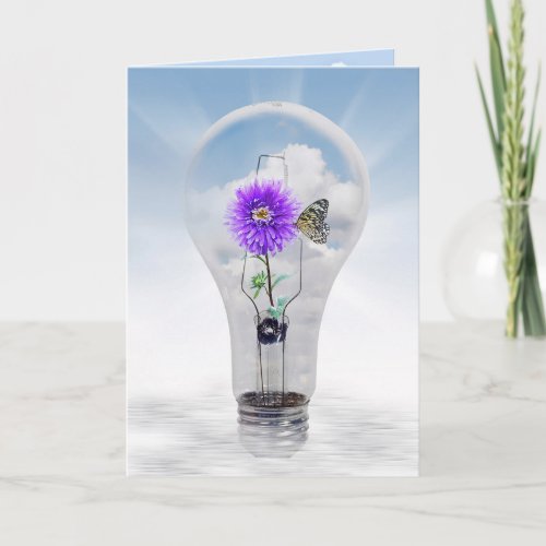 Birthday butterfly in light bulb card