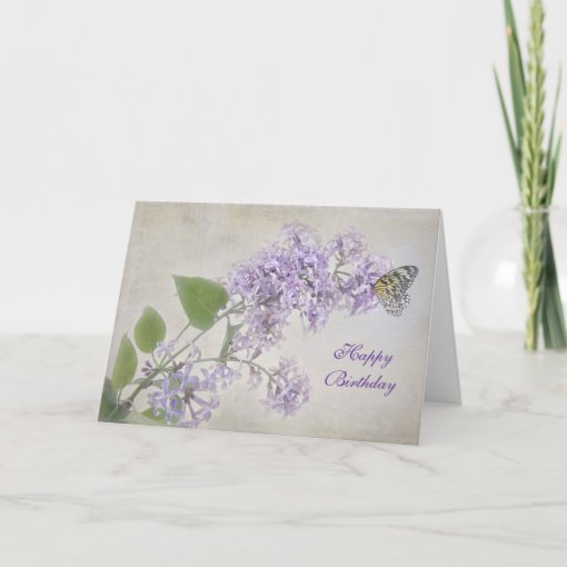 Birthday Butterfly on Lilac Card | Zazzle