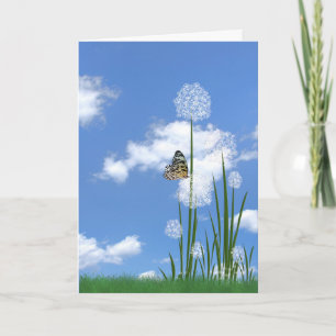 birthday butterfly on puff flower card