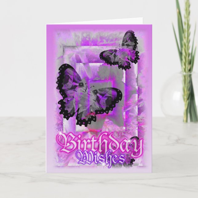 Birthday Butterfly Wishes by Valxart Card (Front)