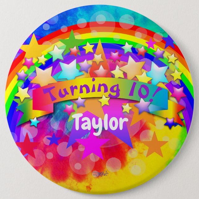 Birthday Button - Rainbow Design HAMbyWG (Front)