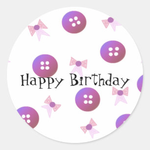 Birthday Buttons and Bows Classic Round Sticker