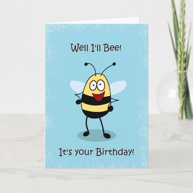 Birthday Buzz Funny Bumble Bee Greeting Card | Zazzle