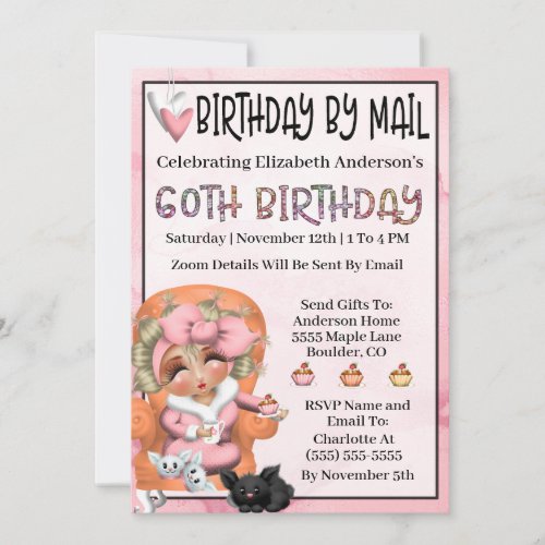 Birthday By Mail _ Blonde Mom _ Her 60th Birthday  Invitation