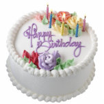 Birthday Cake 1 Pin Cutout<br><div class="desc">Acrylic photo sculpture pin with an image of a birthday cake decorated with white frosting, pink, yellow and purple rosettes and five lit candles. See matching acrylic photo sculpture keychain, magnet, ornament and sculpture. See the entire Birthday buttons & pins collection in the SPECIAL TOUCHES | Party Favors section.</div>