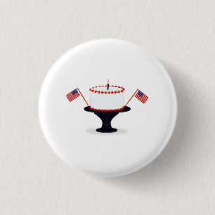 Birthday Cake American Flag Button