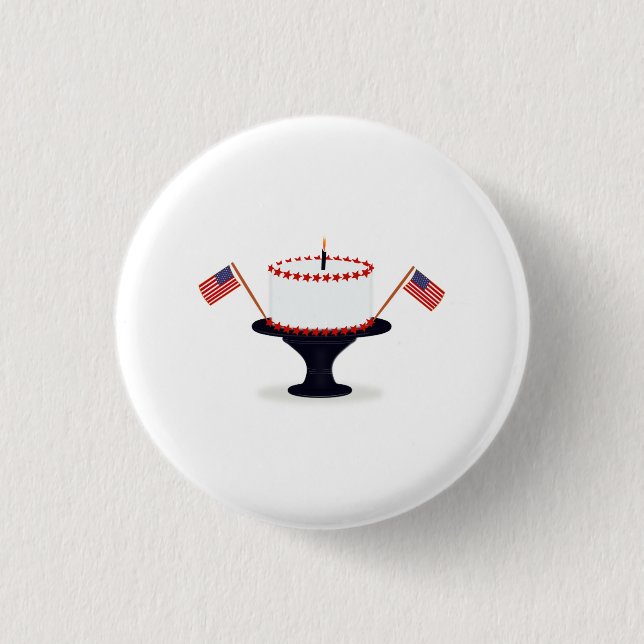 Birthday Cake American Flag Button (Front)