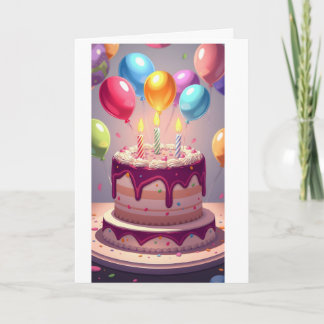 Birthday Cake and Balloons  Card