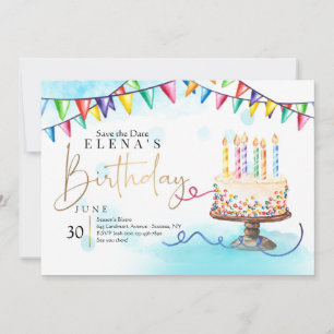 Birthday Cake and Banners Invitation