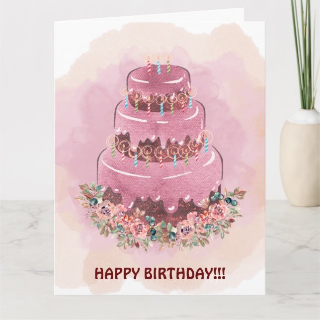 BIRTHDAY CAKE AND CANDLES CARD (Front)