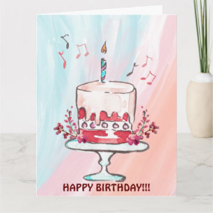 BIRTHDAY CAKE AND MUSIC NOTES CARD