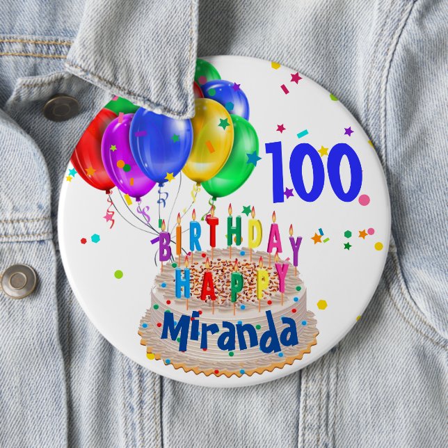 Birthday Cake Balloons Add NAME AGE 100 BIG Button (In Situ)