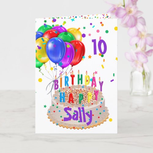 Birthday Cake Balloons Add NAME AGE Kids Girls