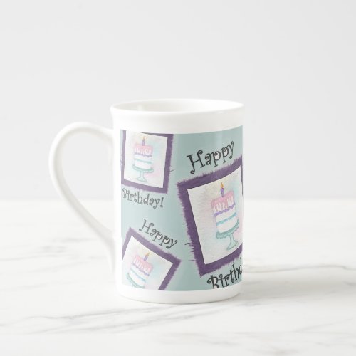 Birthday Cake Birthday Cards Bone China Mug