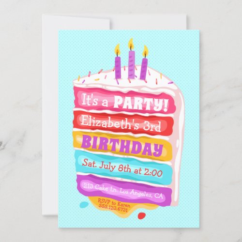 Birthday Cake  Candle Party Invitation