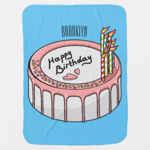 Birthday cake cartoon illustration baby blanket