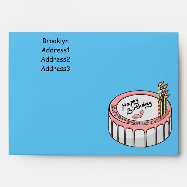 Birthday cake cartoon illustration envelope (Front)