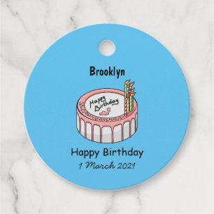 Birthday cake cartoon illustration favor tags