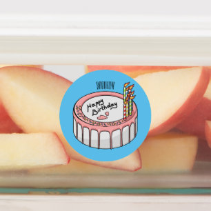 Birthday cake cartoon illustration labels