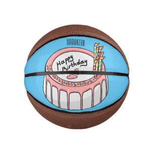 Birthday cake cartoon illustration mini basketball