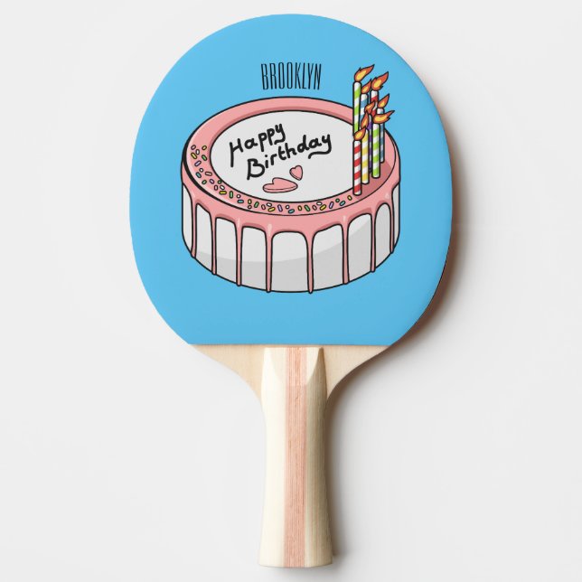 Birthday cake cartoon illustration ping pong paddle (Front)