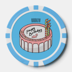 Birthday cake cartoon illustration poker chips