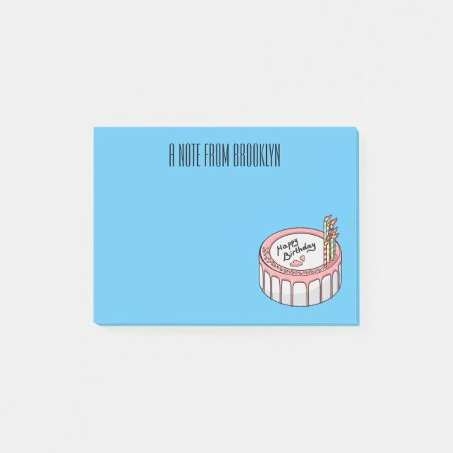 Birthday cake cartoon illustration  post-it notes (Front)
