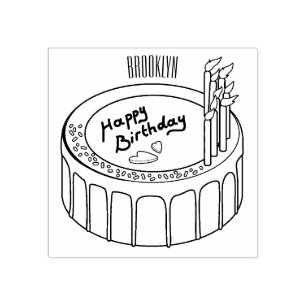 Birthday cake cartoon illustration rubber stamp