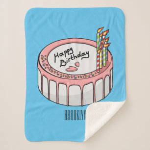 Birthday cake cartoon illustration sherpa blanket