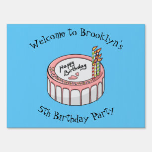 Birthday cake cartoon illustration sign