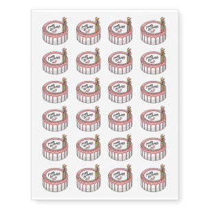 Birthday cake cartoon illustration  temporary tattoos