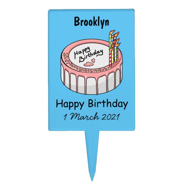 Birthday cake cartoon illustration topper (Front)