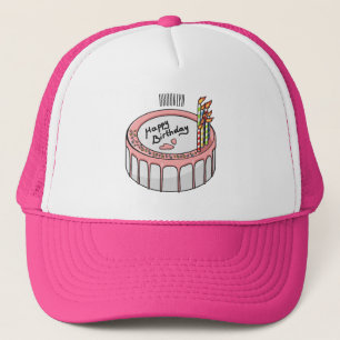 Birthday cake cartoon illustration trucker hat