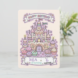 Birthday Cake Castle Customized Invitation Card