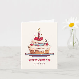 Birthday cake cherry card