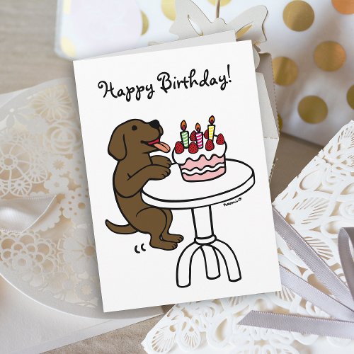 Birthday Cake Chocolate Labrador Cartoon Plain Card