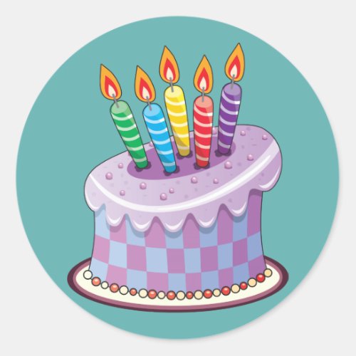 Birthday Cake Classic Round Sticker