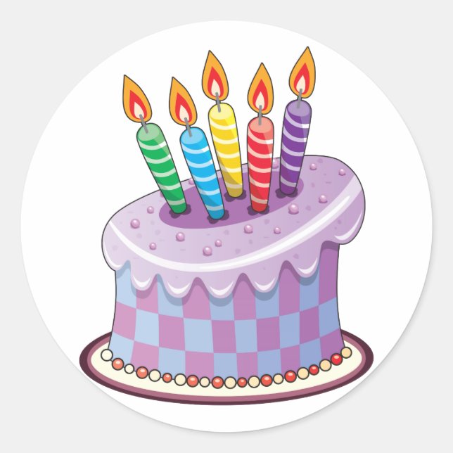 Birthday Cake Classic Round Sticker (Front)