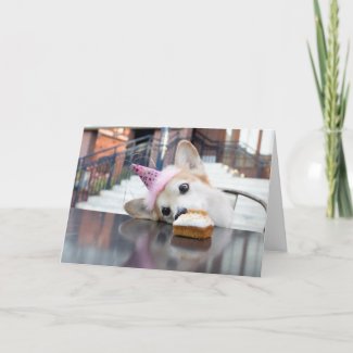 Birthday Cake Corgi Card