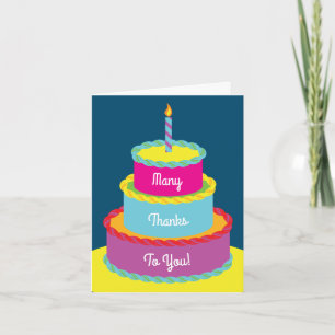 Birthday Cake Cute Colorful 1st Party Theme Card